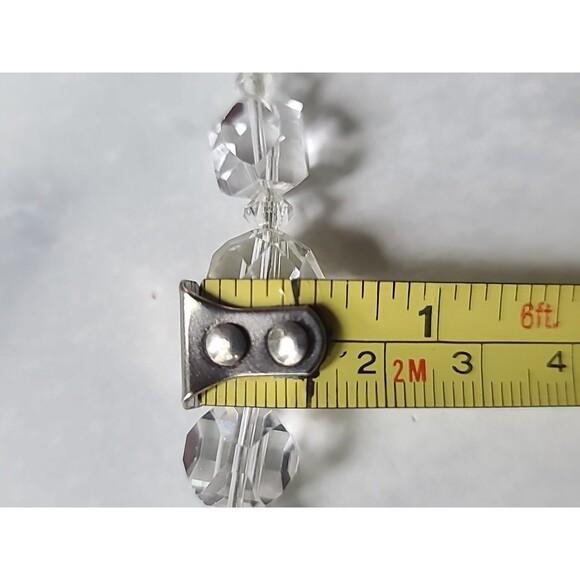 925 Sterling Silver Graduated Faceted Clear Glass Necklace Vintage - Picture 9 of 10